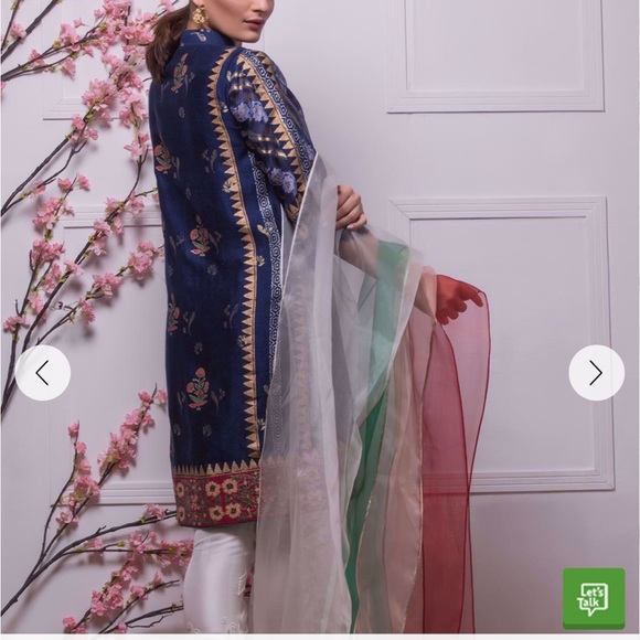 Navy and Gold Patterned Midi Dress - Picture 3 of 5